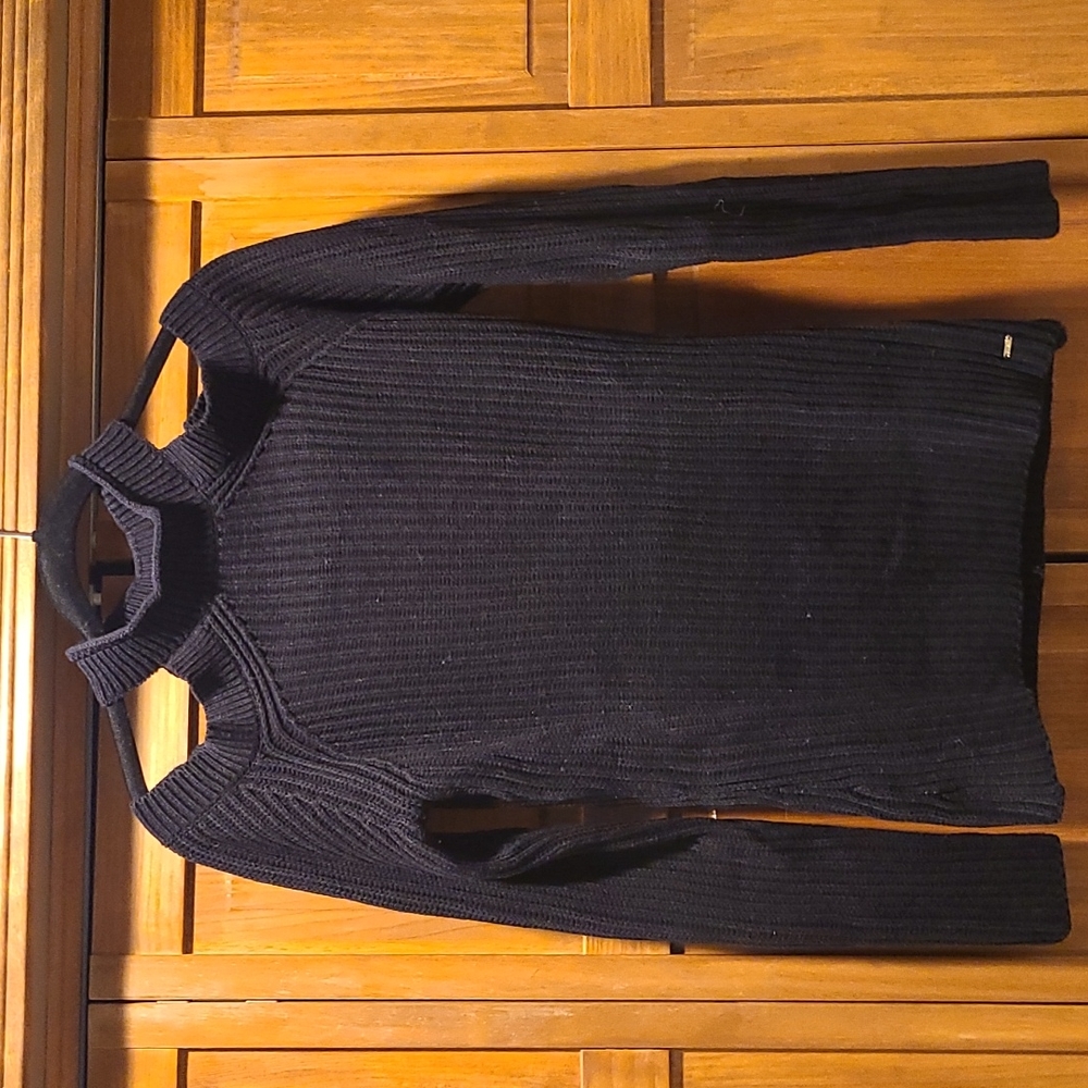 Ladies black open shoulder sweater